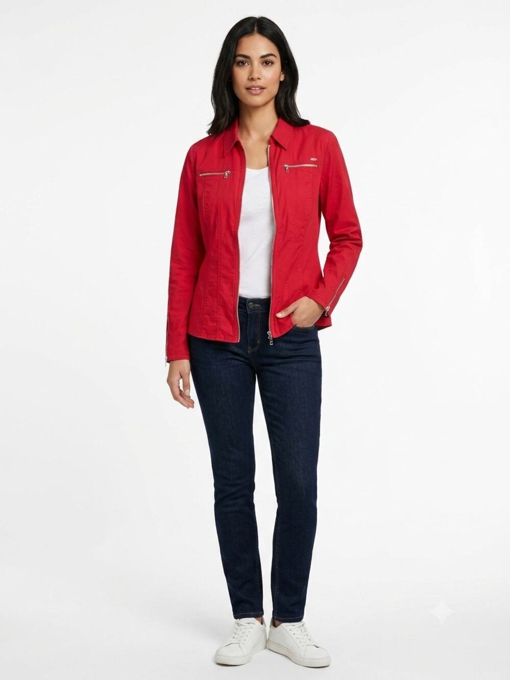 Harley-Davidson Full Zip Shirt Womens XL Vibrant Red Cotton Utility Motorcycle